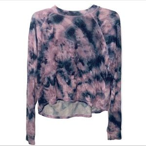 𝅺so Long Sleeve Sweatshirt Top Pink and Purple Tie-Dye High Low Size XS